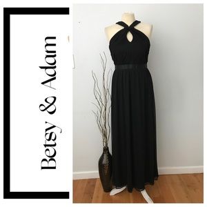 Betsy & Adam Black Halter gown